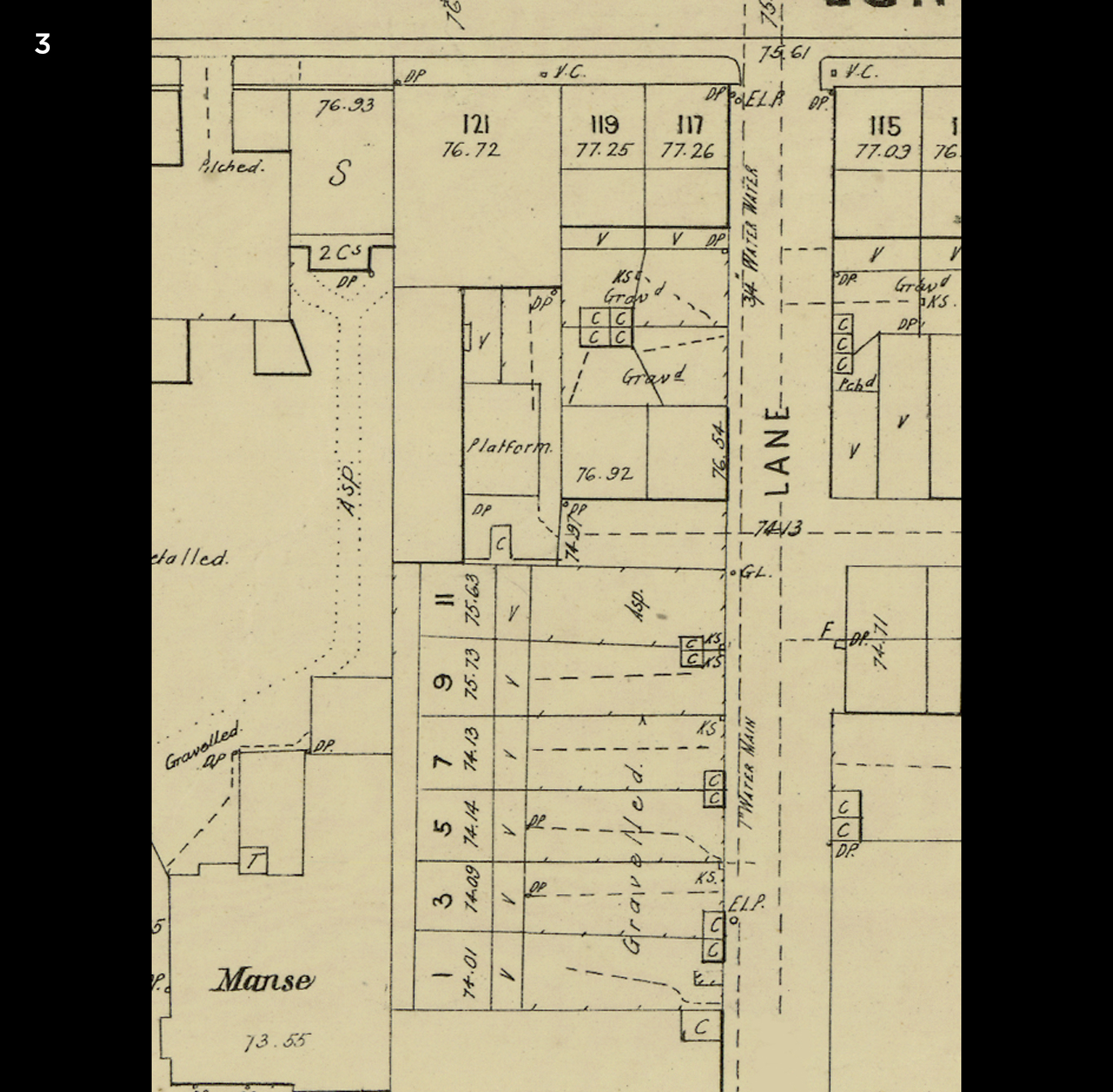 Excerpt from MMBW 1895 plan of Jones Lane.