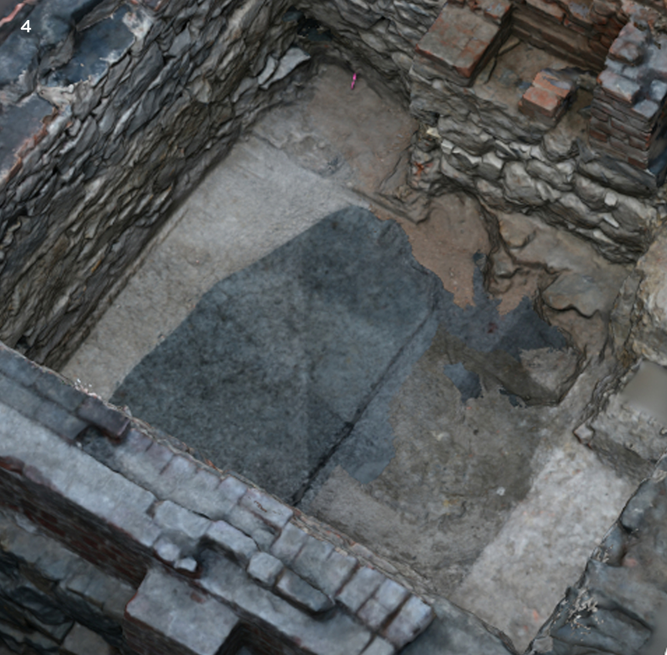 Detail of a fireplace from a 3D photogrammetry model of the remains of six of the Jones Lane cottages.